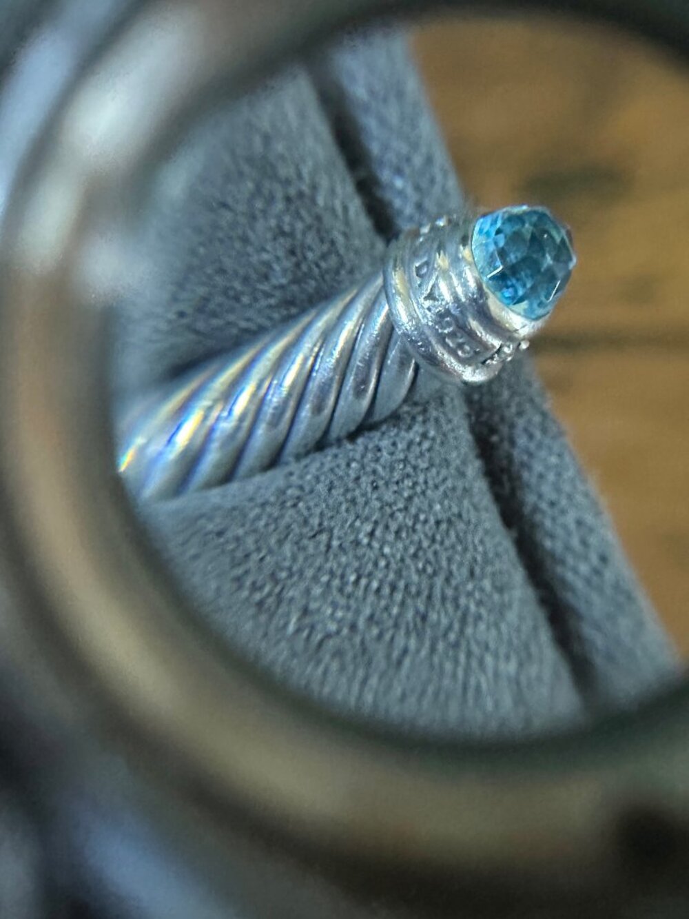David Yurman Cable Cuff Bracelet w/ Blue Topaz & White Diamonds - 5 mm - Sz Med - Picture 15 of 16